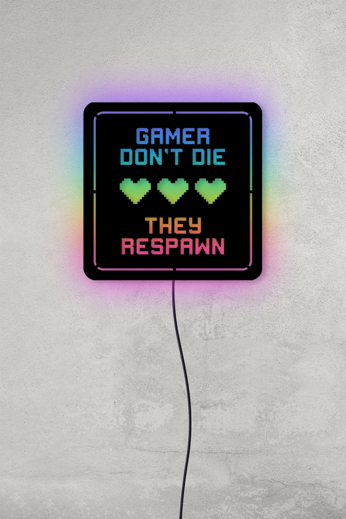 Gamer Don't Die They Respawn Led Işıklı Gamer Tablo